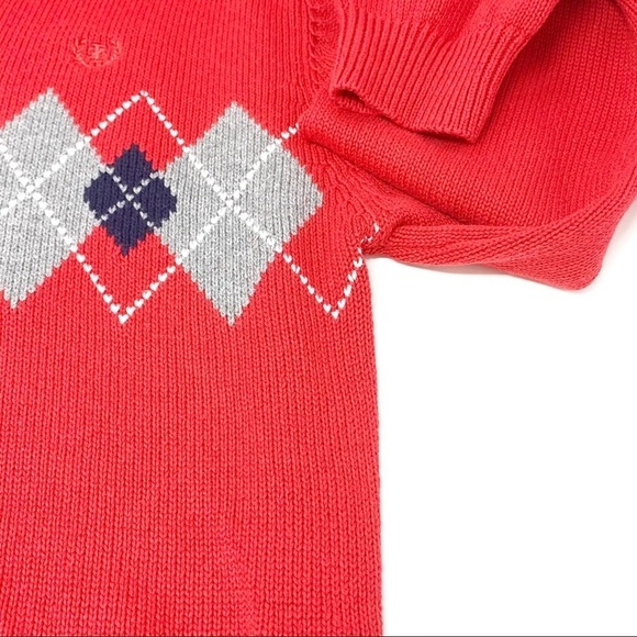 IZOD Boys Red Argyle Pattern 1/4 Zip Pull Over Cotton Sweater Size 14 16 Large - Picture 12 of 16